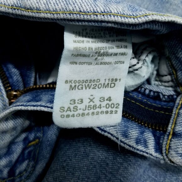 Wrangler Jeans Mens 33x34 Blue Regular Fit Straight Light Wash American Denim - Picture 10 of 13